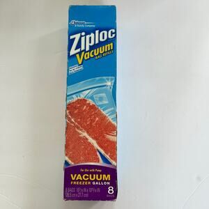 Ziploc Vacuum Freezer Gallon Bags 8 For Use With Pump New HTF